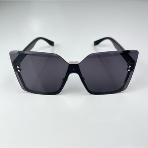 2/$25 SALE Women’s Fashion Square Rimless Sunglasses Black Silver Black lenses
